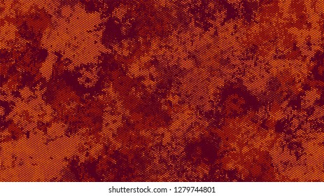 Halftone Grunge Vector Pop Art Texture. Cartoon Retro Vector Pattern. Splatter Style Texture. Orange and Brown Broken, Spotted Print Design Pattern.