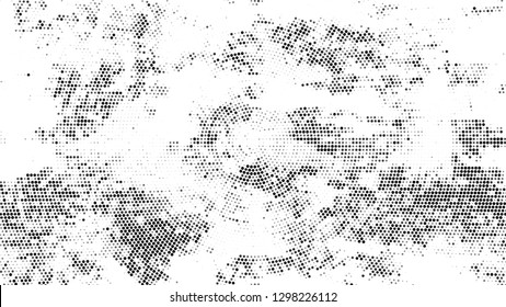 Halftone Grunge Vector Pop Art Texture. Retro Spotted Pattern. Dirty Weathered Style Texture. Black and White Monochrome Print Design Background.