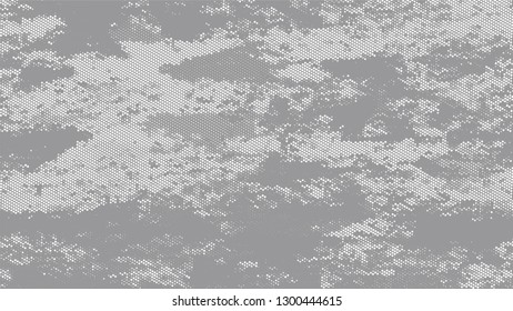 Halftone Grunge Vector Pop Art Texture. Rough Grungy Pattern Design. Overlay Grainy Style Texture. White and Gray Monochrome Print Design Background.