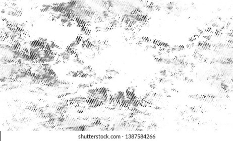 Halftone Grunge Vector Pop Art Texture. Rough Grungy Pattern Design. Overlay Grainy Style Texture. Black and White Monochrome Print Design Background.