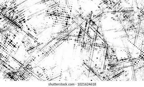 Halftone Grunge Vector Seamless Black and White Texture. Rough Grungy Seamless Pattern Design. Dirty Weathered Style Texture. Grainy Print Design Background.