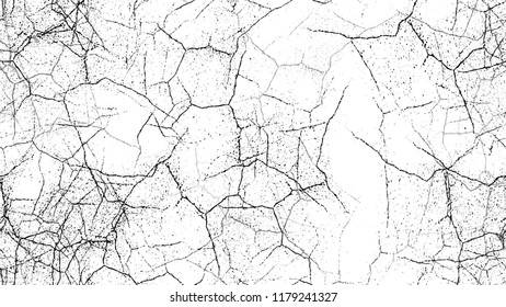 Halftone Grunge Vector Seamless Black and White Texture. Hand Drawn Old Scratched Seamless Pattern. Dirty Cracked Wall Texture. Concrete, Chalk Banner Design Background.