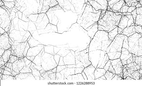 Halftone Grunge Vector Seamless Black and White Texture. Vintage Hand Painted Dirty Seamless Pattern. Dirty Cracked Wall Texture. Plaster, Ink Paint Banner Design Background.