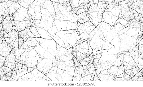 Halftone Grunge Vector Seamless Black and White Texture. Rough Grungy Land Seamless Pattern Design. Cracked Ground Texture. Broken, Spotted Pop Art Design Pattern.