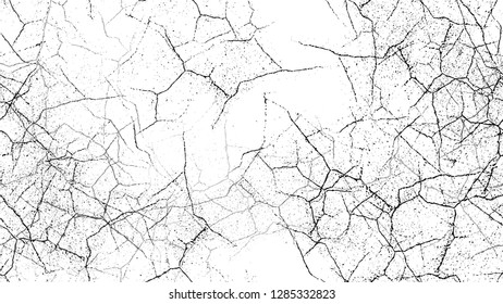 Halftone Grunge Vector Seamless Black and White Texture. Rough Grungy Land Seamless Pattern Design. Cracked Ground Texture. Concrete, Chalk Banner Design Background.