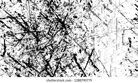 Halftone Grunge Vector Seamless Black and White Texture. Vintage Hand Painted Dirty Seamless Pattern. Dirty Cracked Wall Texture. Broken, Rusty Pop Art Design Pattern.