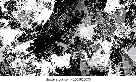 Halftone Grunge Vector Seamless Black and White Texture. Rough Grungy Land Seamless Pattern Design. Watercolor Splatter Style Texture. Concrete, Chalk Banner Design Background.