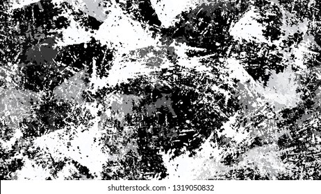 Halftone Grunge Vector Seamless Black and White Texture. Rough Grungy Land Seamless Pattern Design. Dirty Cracked Wall Texture. Sketch Cartoon Print Design Background.
