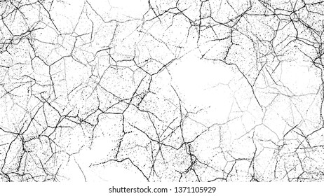 Halftone Grunge Vector Seamless Black and White Texture. Cartoon Cracked Noisy Surface Seamless Pattern. Cracked Ground Texture. Concrete, Chalk Print Design Background.