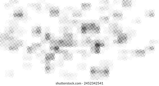 Halftone Grunge Vector Seamless Black and White Texture.