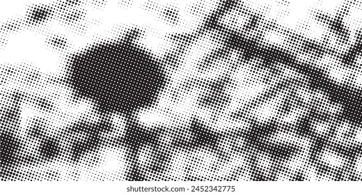Halftone Grunge Vector Seamless Black and White Texture.