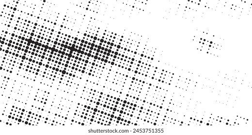 Halftone Grunge Vector Seamless Black and White Texture. Distressed Grungy Seamless Pattern Design.