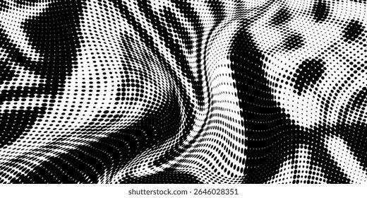 Fundo grungy de meio-tom. Papel de parede texturizado de grãos desvanecendo. Superfície de garra de ruído cômico preto e branco. Manchas pixeladas
