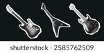 halftone guitar, Electric guitar set. guitar pop art retro vector illustration
