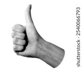 Halftone hand giving a thumbs-up