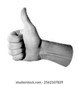 Halftone hand giving a thumbs-up