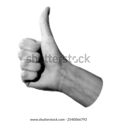 Halftone hand giving a thumbs-up