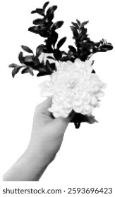 Halftone Hands With Flowers Vector Illustration