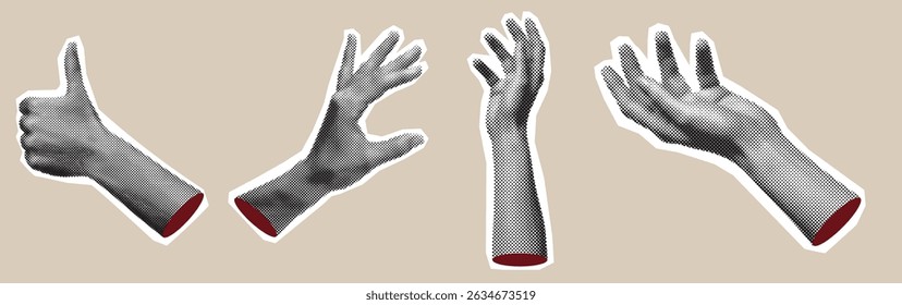 Ajuste de Mãos de Meio-Tom, Isolado no Plano de Fundo Branco, Ilustração de Vetor