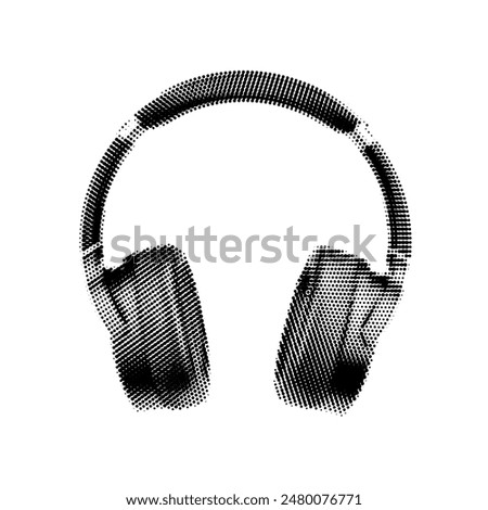 Halftone headphones. Dots texture. Contemporary style. Vector illustration