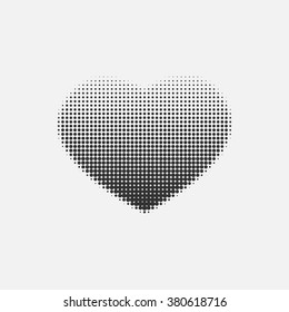 Halftone heart on a white background. Vector art.