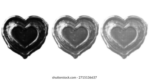 Conjunto de Elementos de diseño de Formas de corazón de semitono (monocromo)	