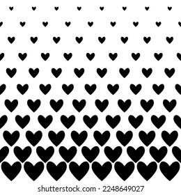 Halftone hearts seamless border. Pattern for Valentine's Day. Geometric vector background.
