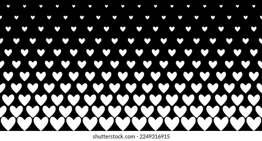Halftone hearts seamless border. Pattern for Valentine's Day. Geometric vector background.