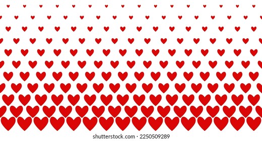 Halftone hearts seamless border. Pattern for Valentine's Day. Geometric vector background.
