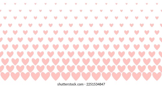 Halftone hearts seamless border. Pattern for Valentine's Day. Geometric vector background.