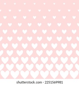Halftone hearts seamless border. Pattern for Valentine's Day. Geometric vector background.