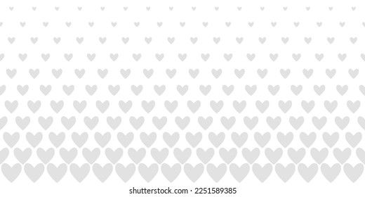 Halftone hearts seamless border. Pattern for Valentine's Day. Geometric vector background.