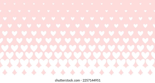Halftone hearts seamless border. Pattern for Valentine's Day. Geometric vector background.
