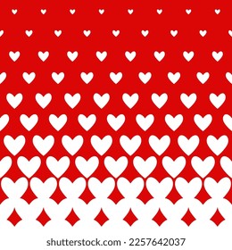 Halftone hearts seamless border. Pattern for Valentine's Day. Geometric vector background.
