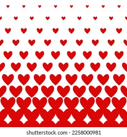 Halftone hearts seamless border. Pattern for Valentine's Day. Geometric vector background.