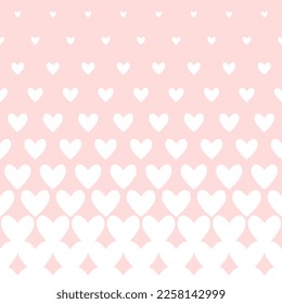 Halftone hearts seamless border. Pattern for Valentine's Day. Geometric vector background.