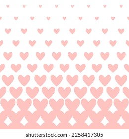 Halftone hearts seamless border. Pattern for Valentine's Day. Geometric vector background.