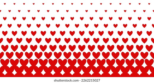 Halftone hearts seamless border. Pattern for Valentine's Day. Geometric vector background.