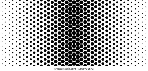 Halftone Hexagon Abstract Background. Black And White Vector Pattern. EPS 10