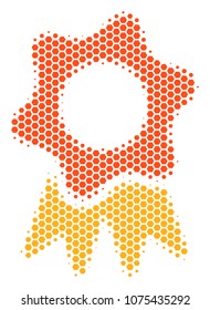 Halftone hexagon Award icon. Pictogram on a white background. Vector concept of award icon created of hexagonal dots.