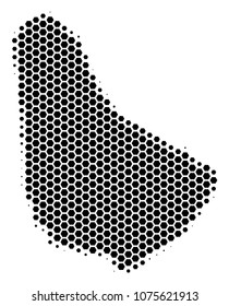 Halftone hexagon Barbados Map. Vector geographical map on a white background. Vector mosaic of Barbados Map constructed of hexagon elements.