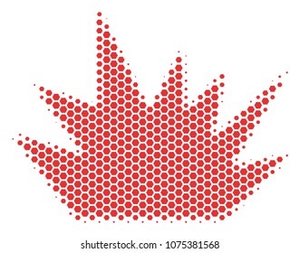 Halftone hexagon Boom Explosion icon. Pictogram on a white background. Vector mosaic of boom explosion icon organized of hexagon blots.