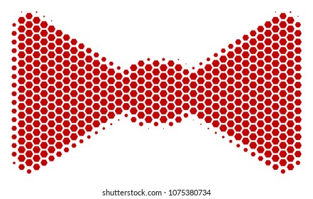 Halftone hexagon Bow Tie icon. Pictogram on a white background. Vector concept of bow tie icon done of hexagonal spots.