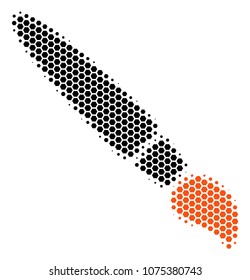 Halftone hexagon Brush icon. Pictogram on a white background. Vector concept of brush icon composed of hexagon elements.