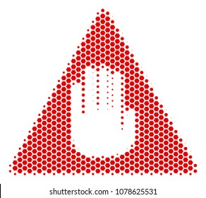Halftone hexagon Caution icon. Pictogram on a white background. Vector pattern of caution icon made of hexagon elements.