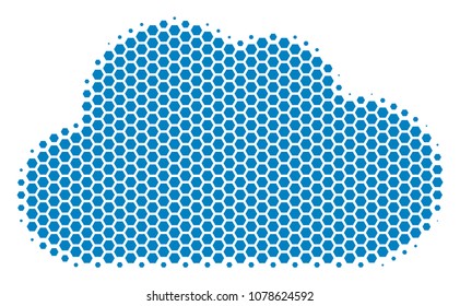 Halftone hexagon Cloud icon. Pictogram on a white background. Vector pattern of cloud icon organized of hexagonal spots.