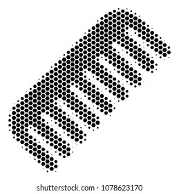 Halftone hexagon Comb icon. Pictogram on a white background. Vector collage of comb icon constructed of hexagon items.
