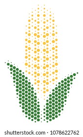 Halftone hexagon Corn icon. Pictogram on a white background. Vector mosaic of corn icon created of hexagon blots.