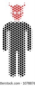 Halftone hexagon Daemon icon. Pictogram on a white background. Vector mosaic of daemon icon composed of hexagonal items.