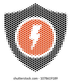 Halftone hexagon Electric Guard icon. Pictogram on a white background. Vector composition of electric guard icon constructed of hexagonal elements.
